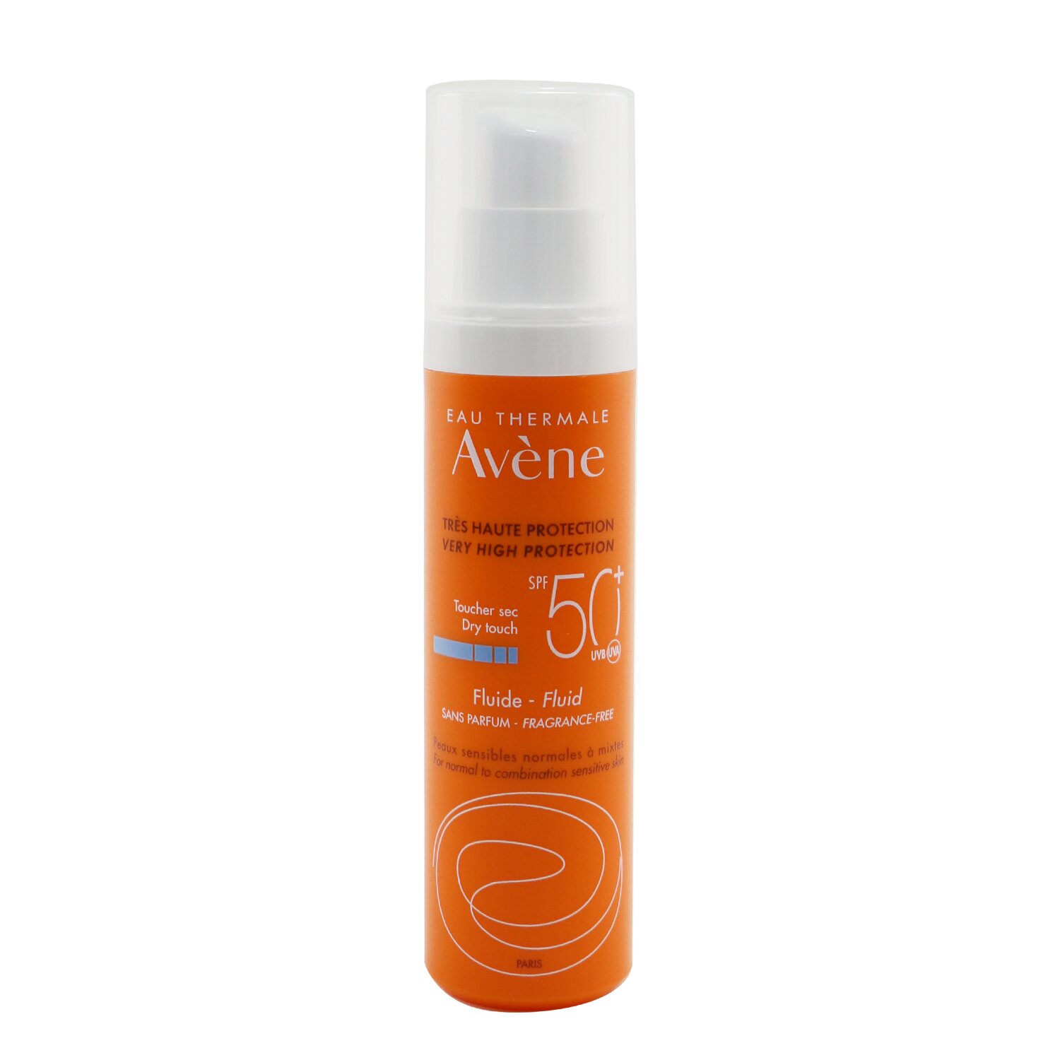 Avene Very High Protection Dry Touch Fluid SPF 50 - For Normal to Combination Sensitive Skin (Fragrance Free) נוזל הגנה מהשמש עבור עור רגיל עד מעורב - נטול בושם 50ml/1.7oz