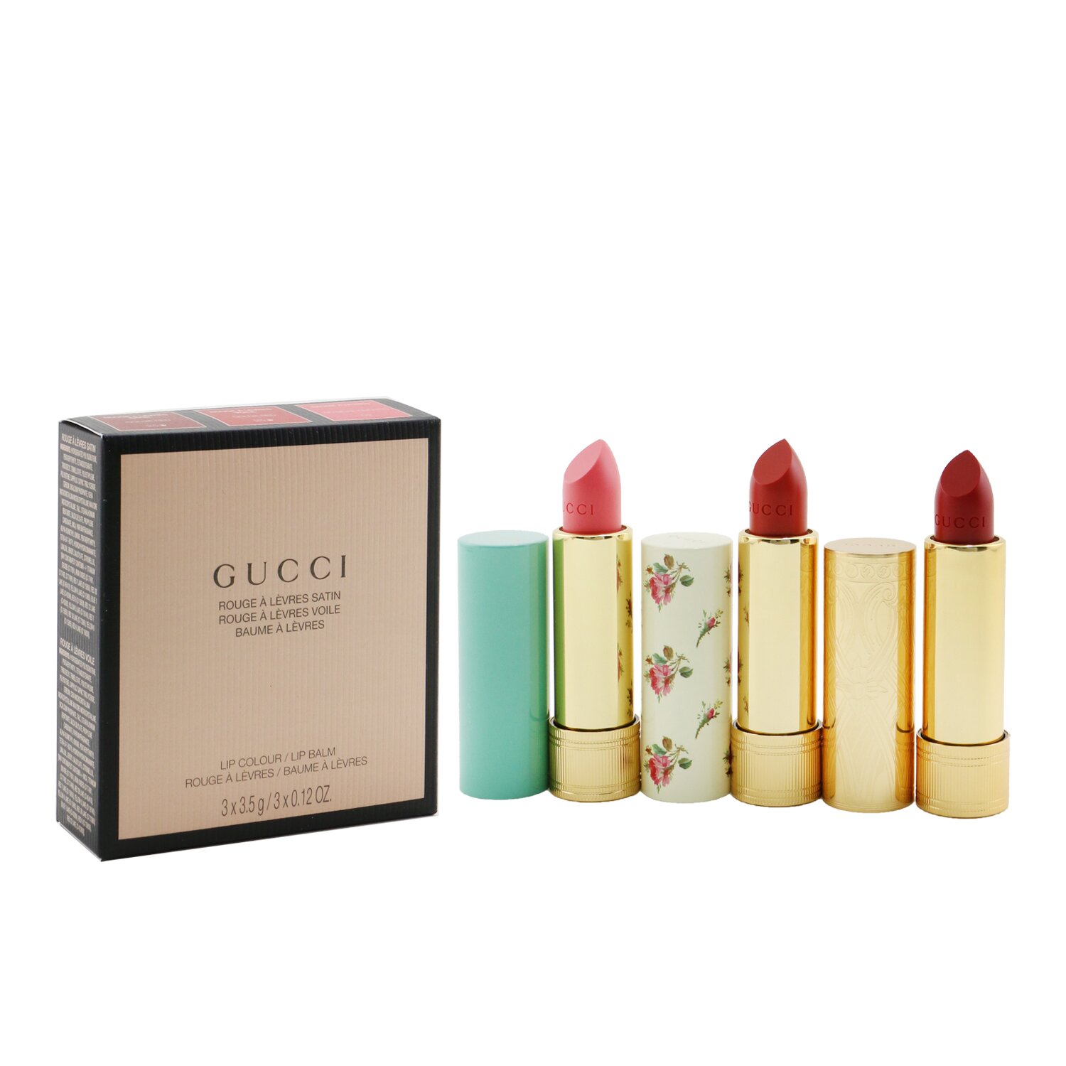 Gucci Travel Lipstick Collection (2x Lip Colour + 1x Lip Balm) 3x3.5g/0.12oz