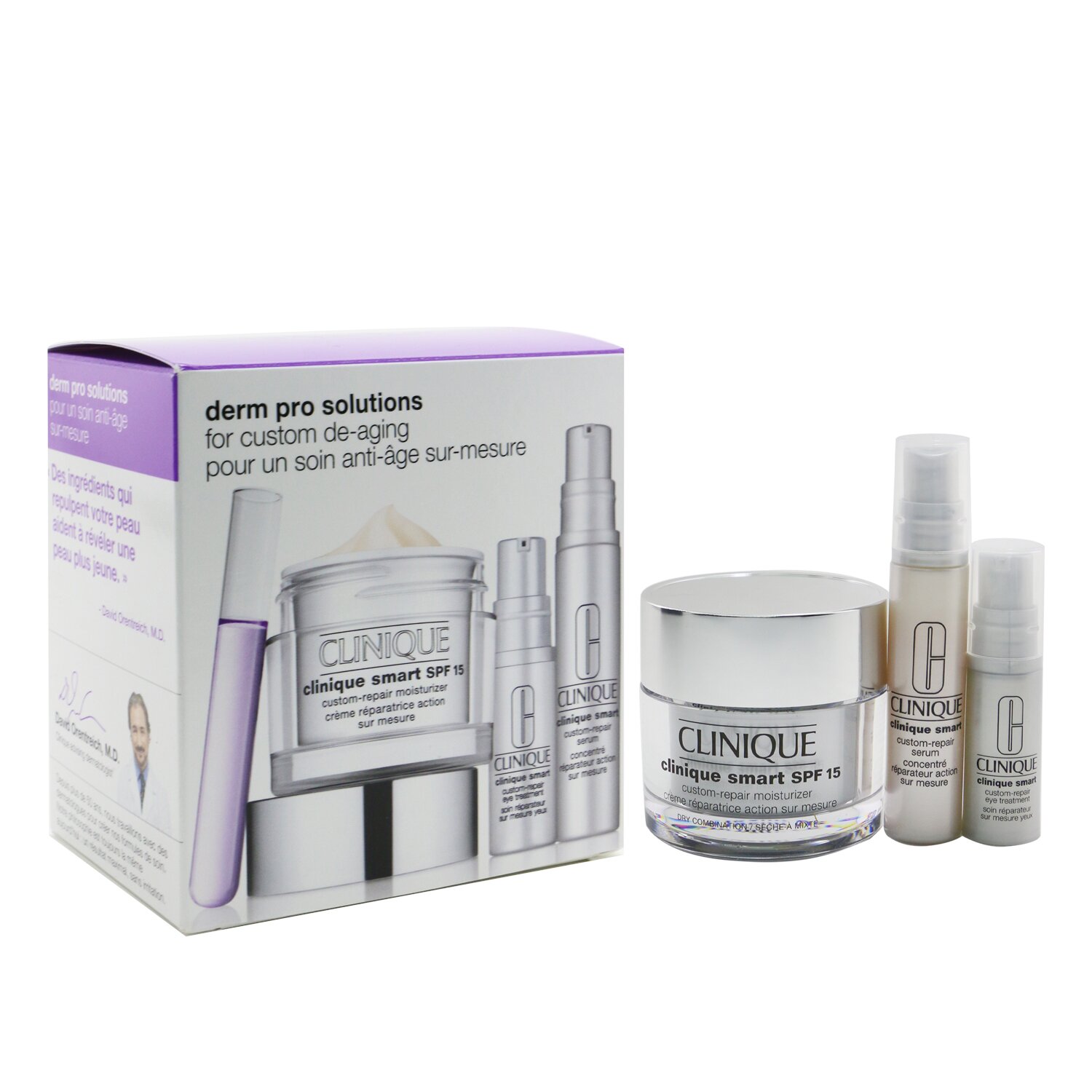 Clinique Set Derm Pro Solutions Clinique Smart (For Custom De-Aging): Hidratante SPF 15 50ml + Suero 10ml + Tratamiento de Ojos 5ml 3pcs