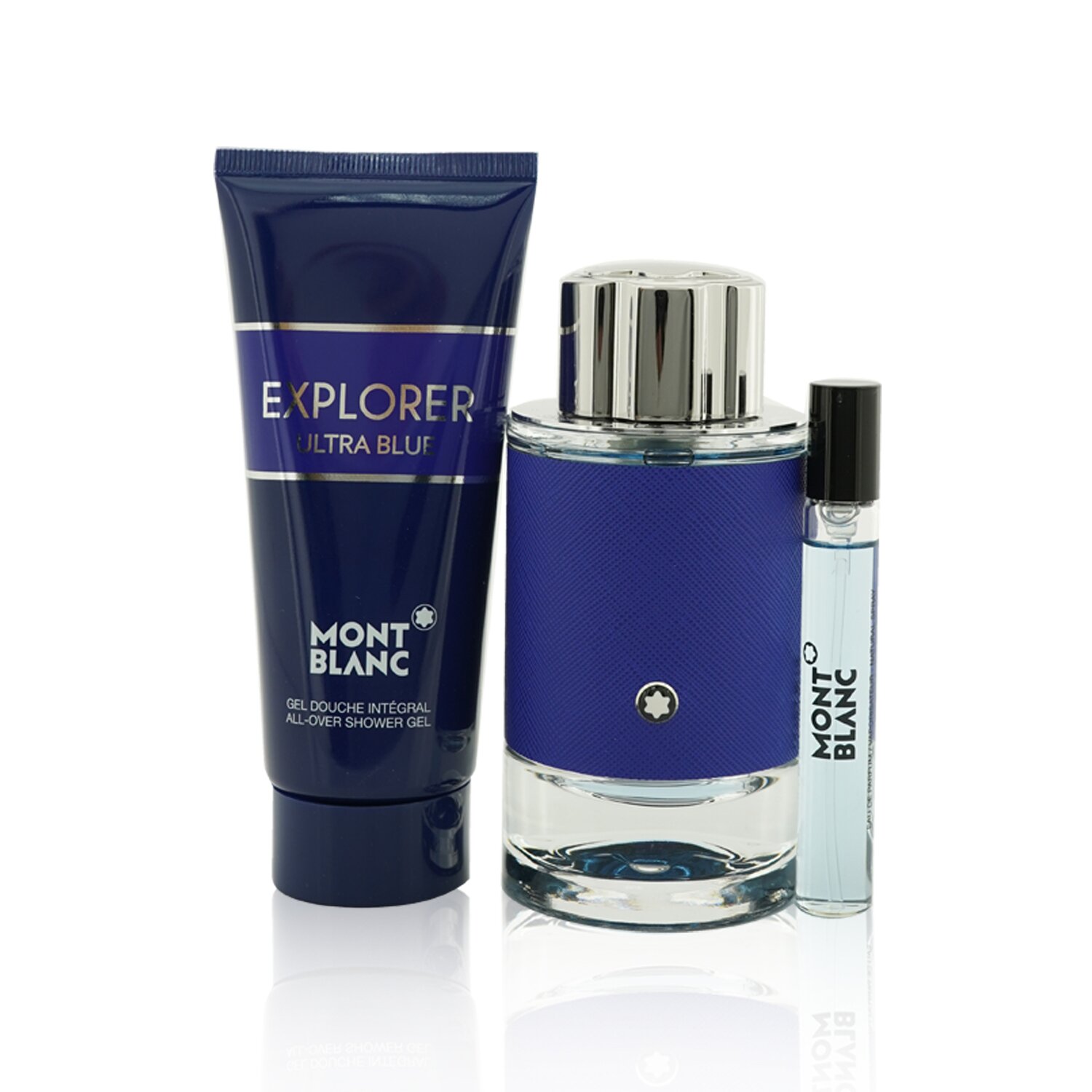 Montblanc مجموعة Explorer Ultra Blue: أو دو برفوم سبراي 100مل + أو دو برفوم سبراي 7.5مل + جل دش 100مل 3pcs