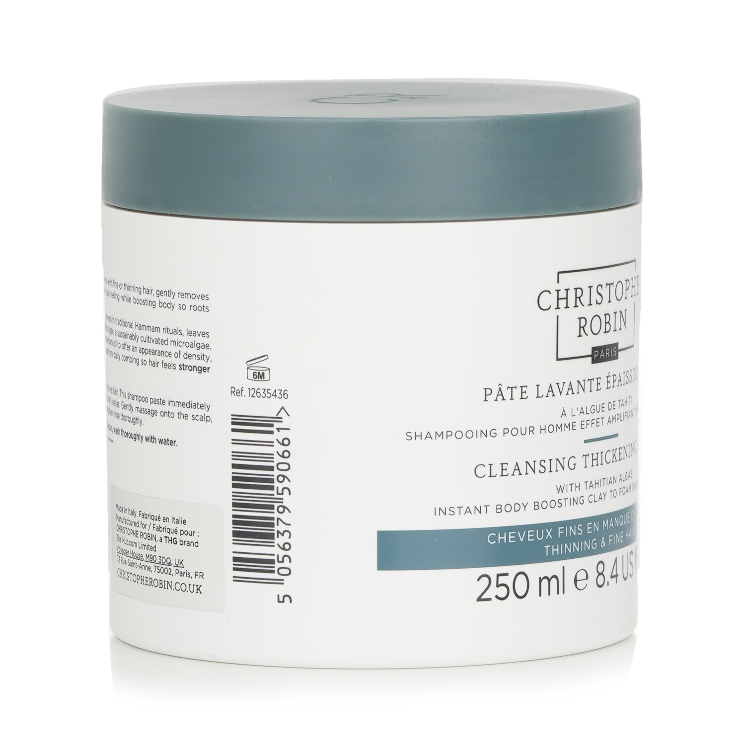 Christophe Robin Cleansing Thickening Paste with Tahitian Algae For Men (Instant Body Boosting Clay to Foam Shampoo) 250ml/8.4oz