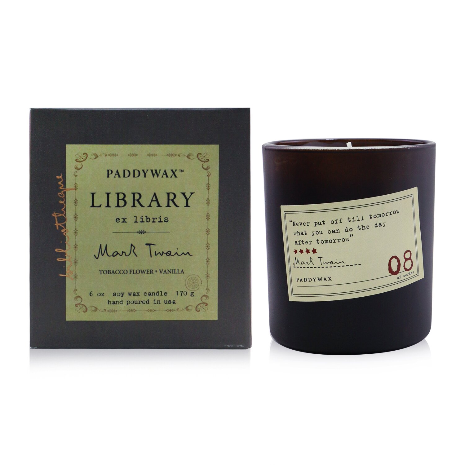 Paddywax Library Candle - Mark Twain 170g/6oz