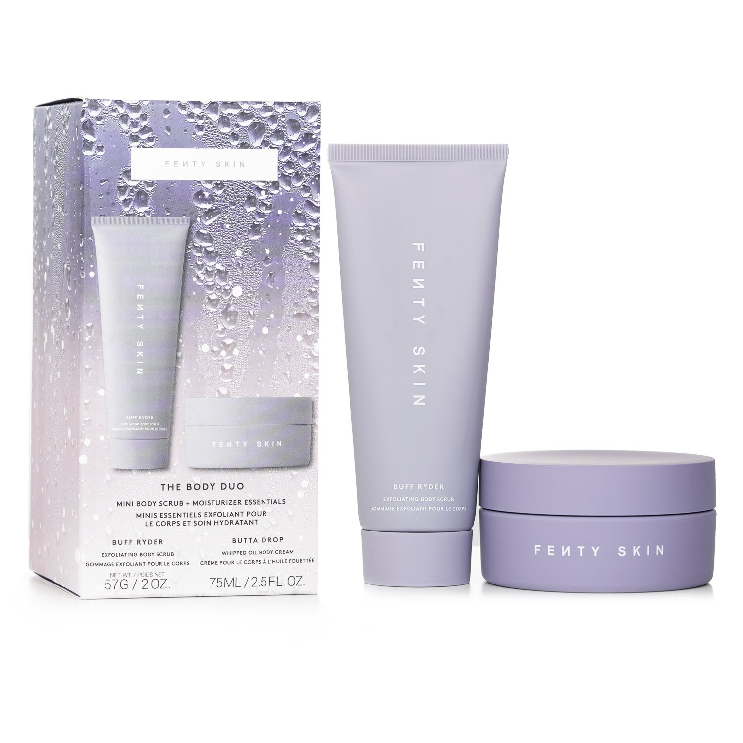 Fenty Beauty by Rihanna FENTY SKIN The Body Duo Set: Buff Ryder Exfoliating  Body Scrub 57g + Butta Drop Whipped Oil Body Cream 75ml 2pcs |  Strawberrynet USA