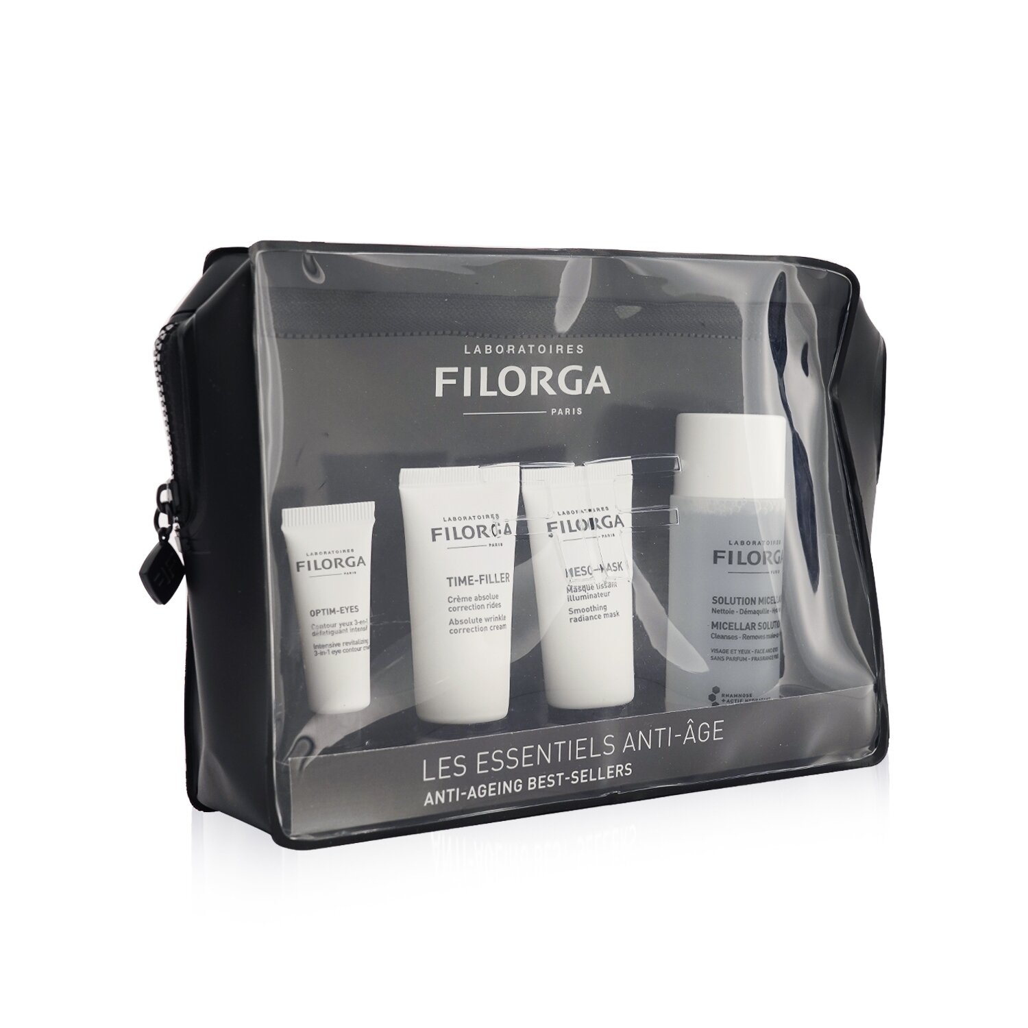 Filorga Anti-Ageing Best-Sellers Set: Micellar Solution 50ml + Time-Filler 15ml + Meso-Mask 15ml + Optim-Eyes 4ml 4pcs