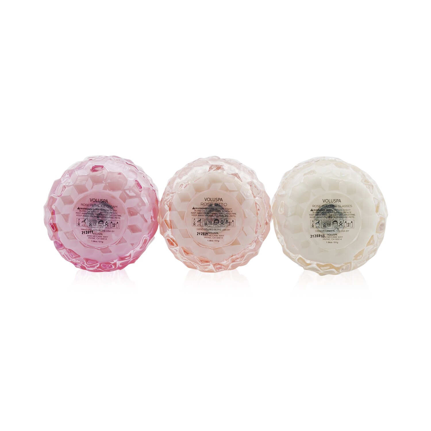 Voluspa Macaron Candle Coffret: Rose Petal Ice Cream, Rose Otto, Rose Colored Glasses 3x5.1g/1.8oz