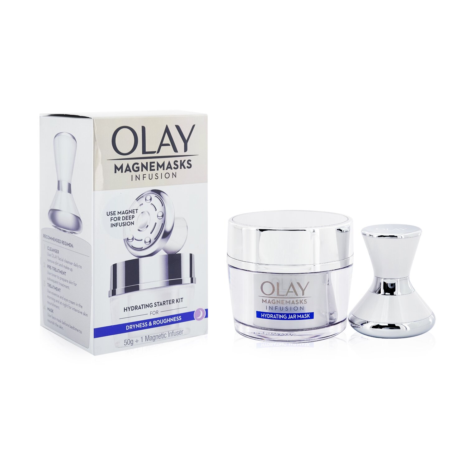 Olay Magnemasks Infustion Hydrating Starter Kit : 1x Magnetic Infuser + 1x Hydrating Jar Mask 50g (Exp. Date 07/2022) 2pcs