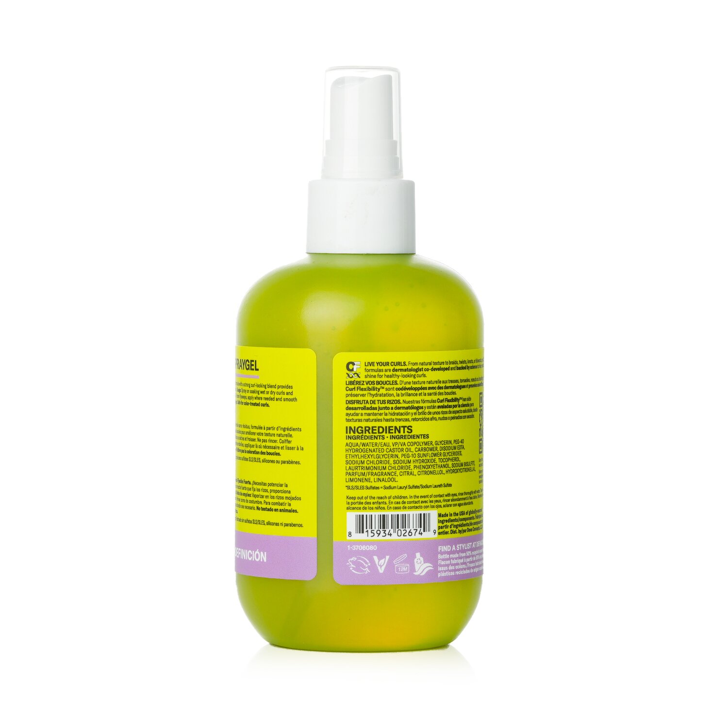 DevaCurl تحديد جل بخاخ مثبت قوي بدون مصفف الشعر 236ml/8oz