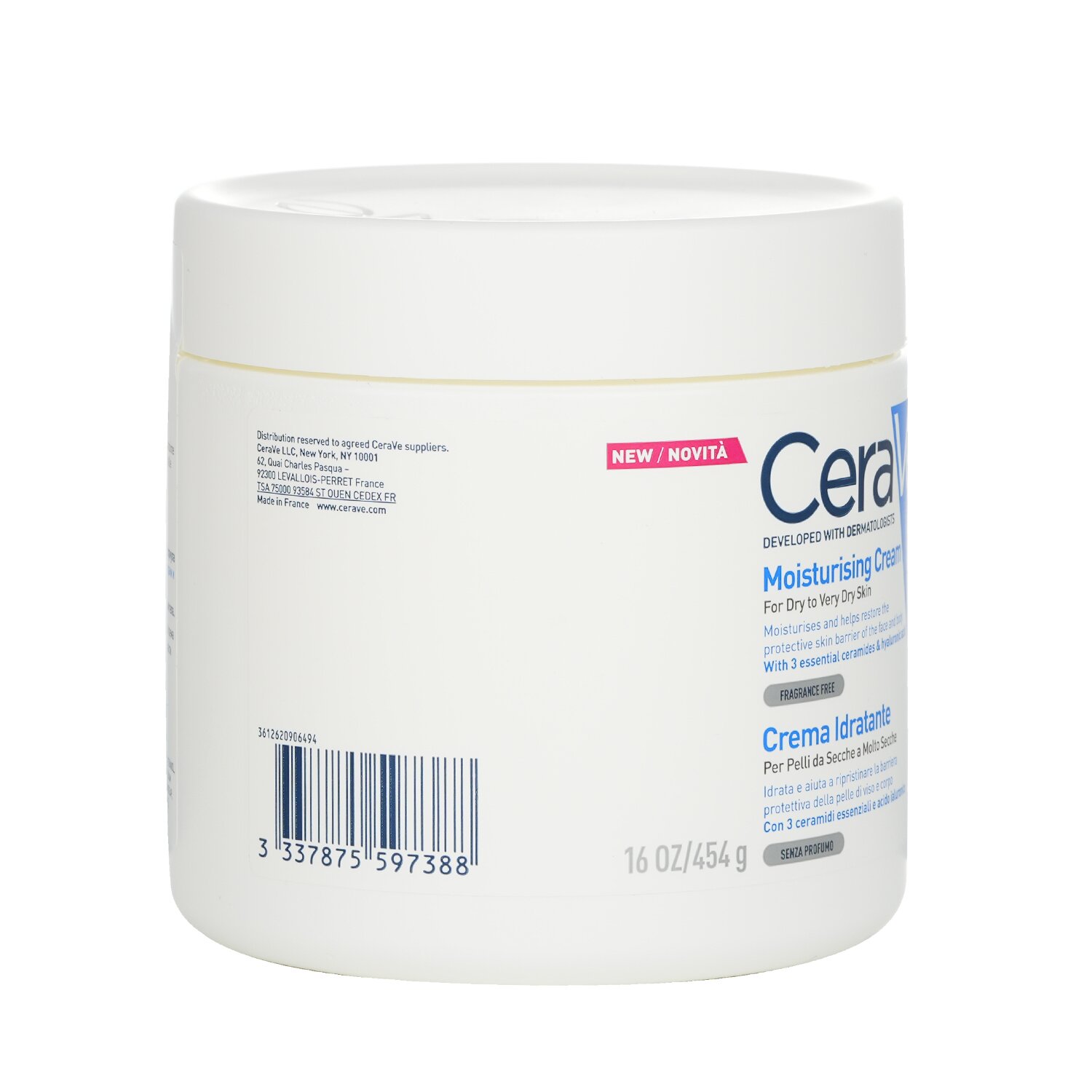 CeraVe Moisturising Cream For Dry to Very Dry Skin (US/EU Random Packing Pick) 454g/16oz