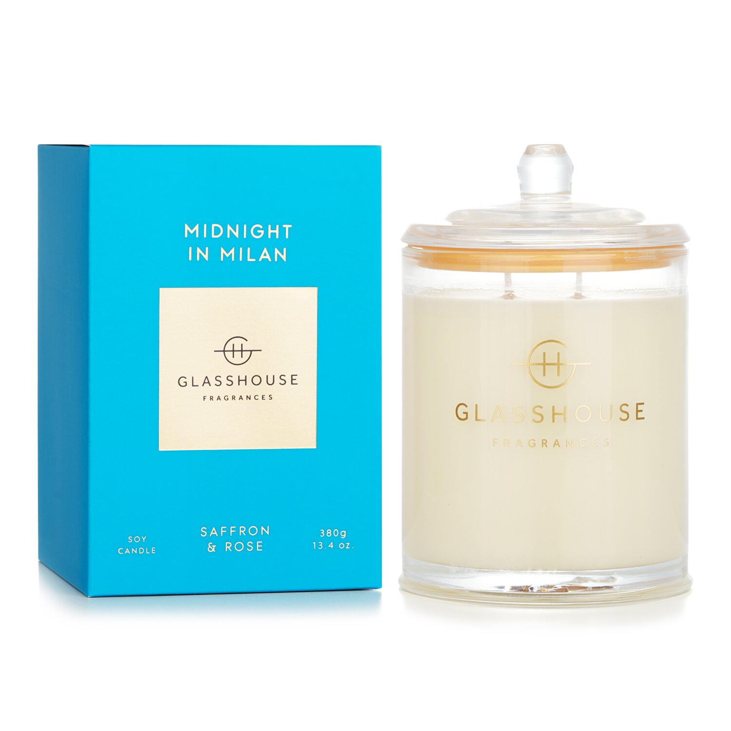 Glasshouse Triple Scented Soy Candle - Midnight In Milan (Saffron & Rose) 380g/13.4oz