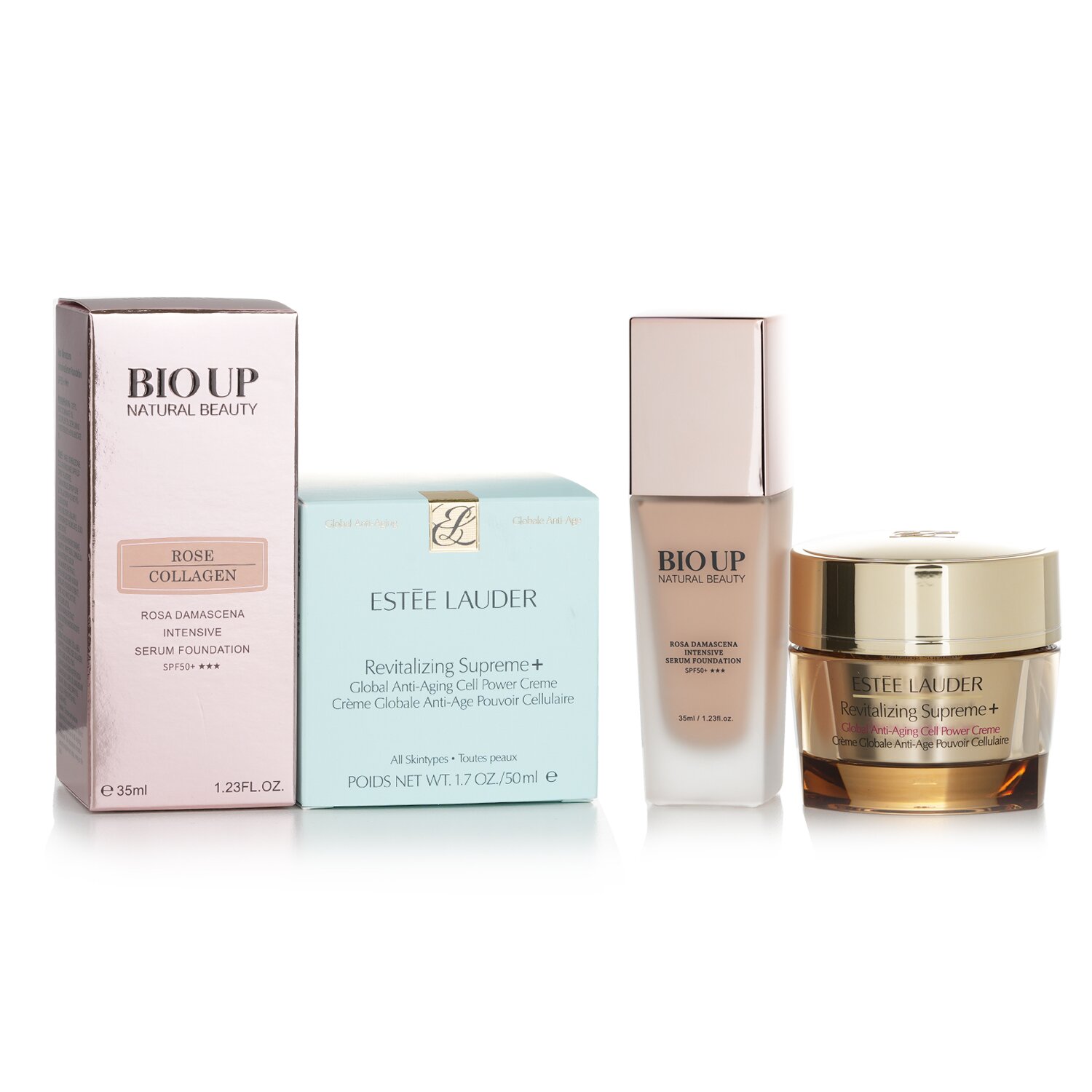 Estee Lauder Revitalizing Supreme + Global Anti-Aging Cell Power Creme 50ml (Free: Natural Beauty BIO UP Rose Collagen Foundation SPF50 35ml) 2pcs