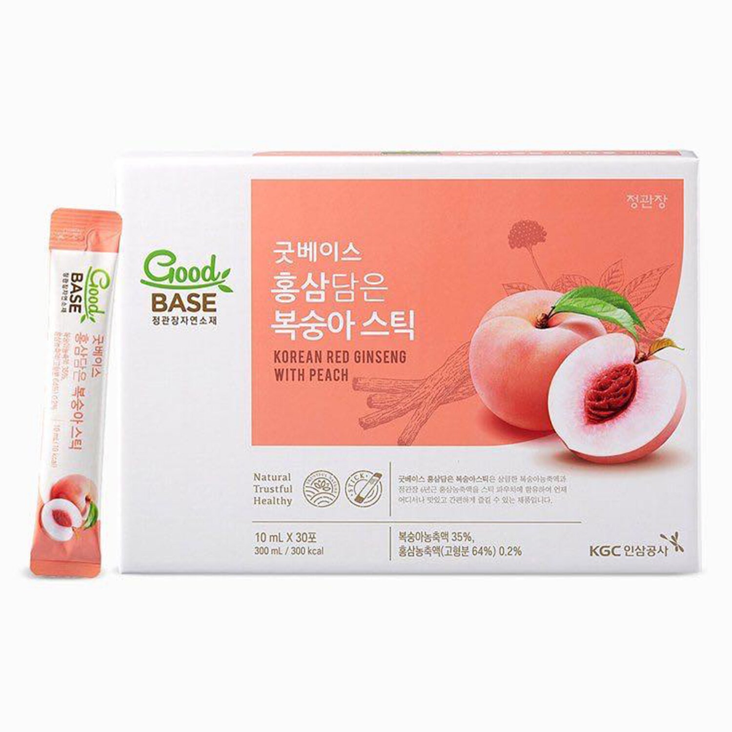 Cheong Kwan Jang Goodbase Korean Red Ginseng with Peach drink (10ml*30 Pack) 10 ml x 30 pcs