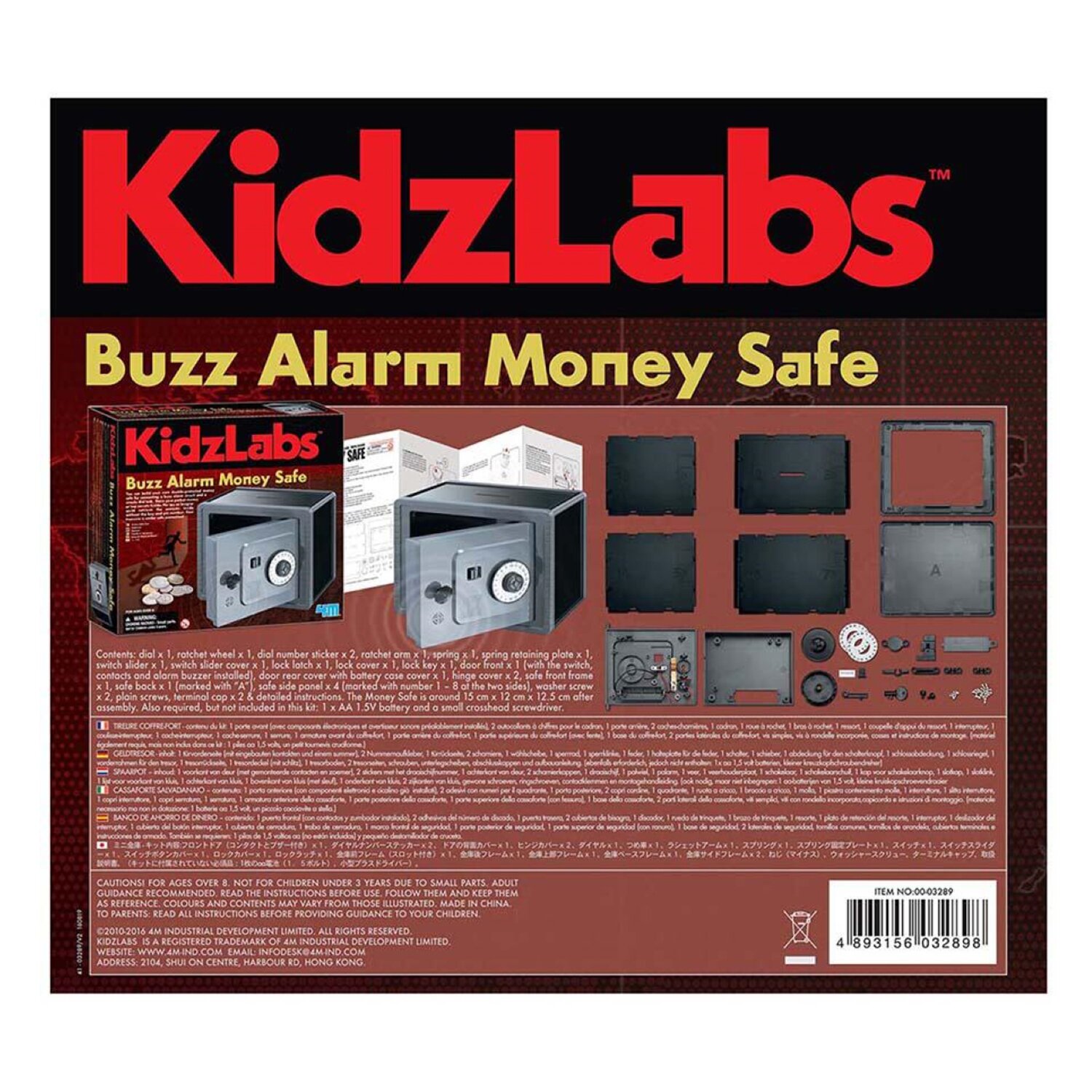 4M KidzLabs Buzz Alarm Money Safe 24x22x6cm Strawberrynet PTEN