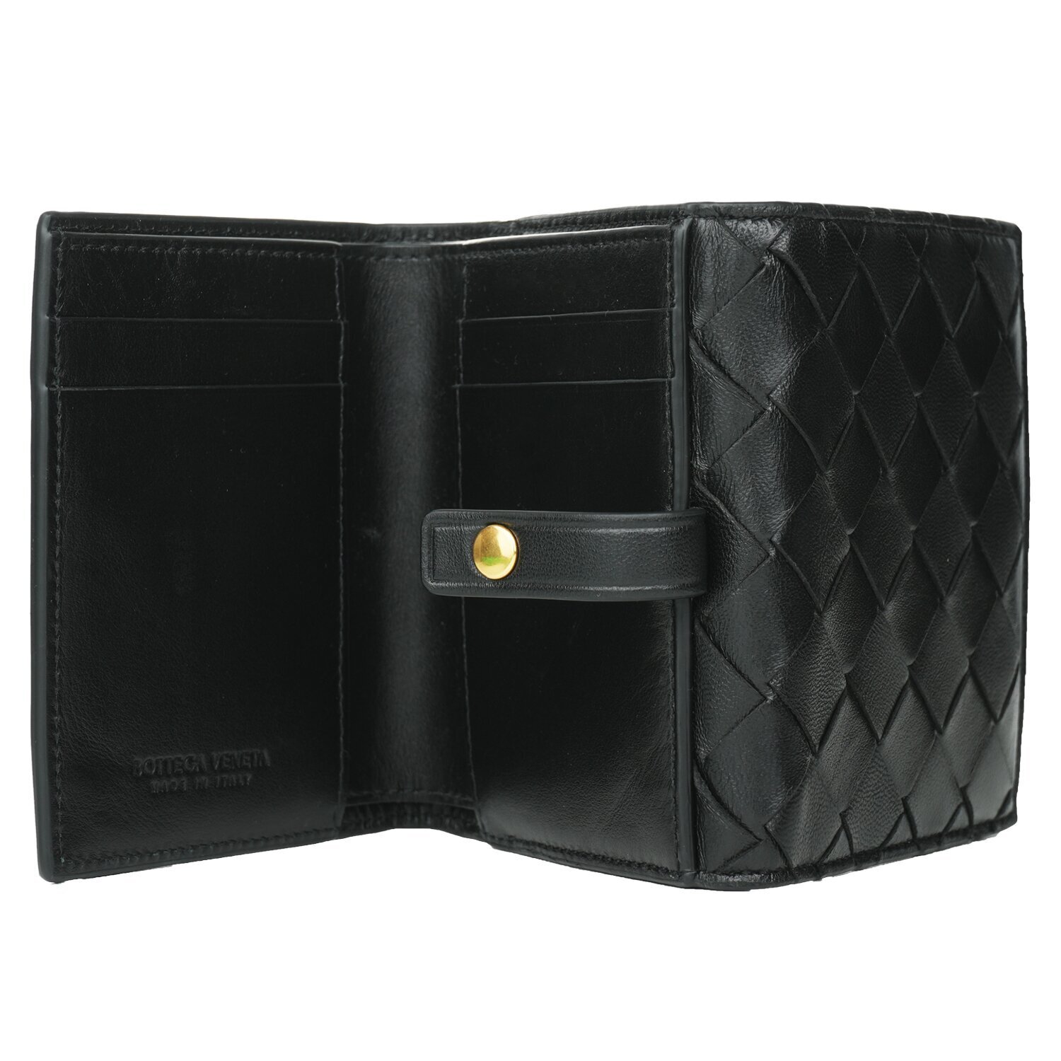 Bottega Veneta 2 fold wallet with coin purse 608074 Black