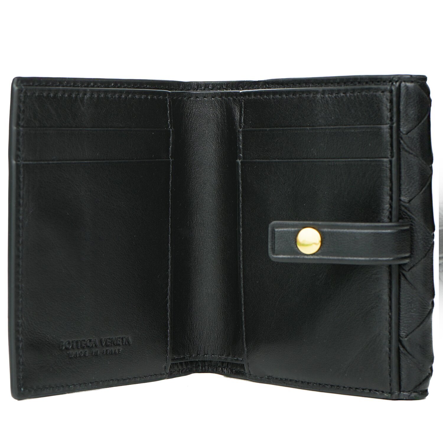 Bottega Veneta 2 fold wallet with coin purse 608074 Black