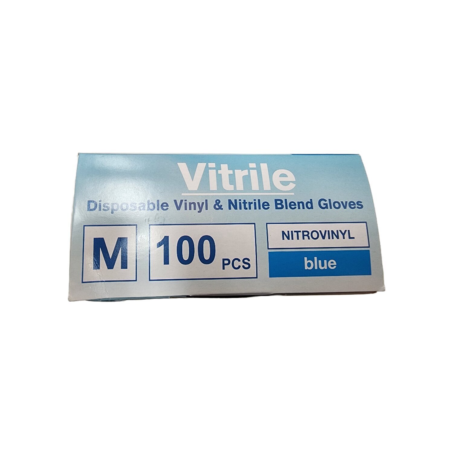 KQ KQ - Vitrile Disposable Vinyl & Nitrile Blend Gloves -blue (M) M