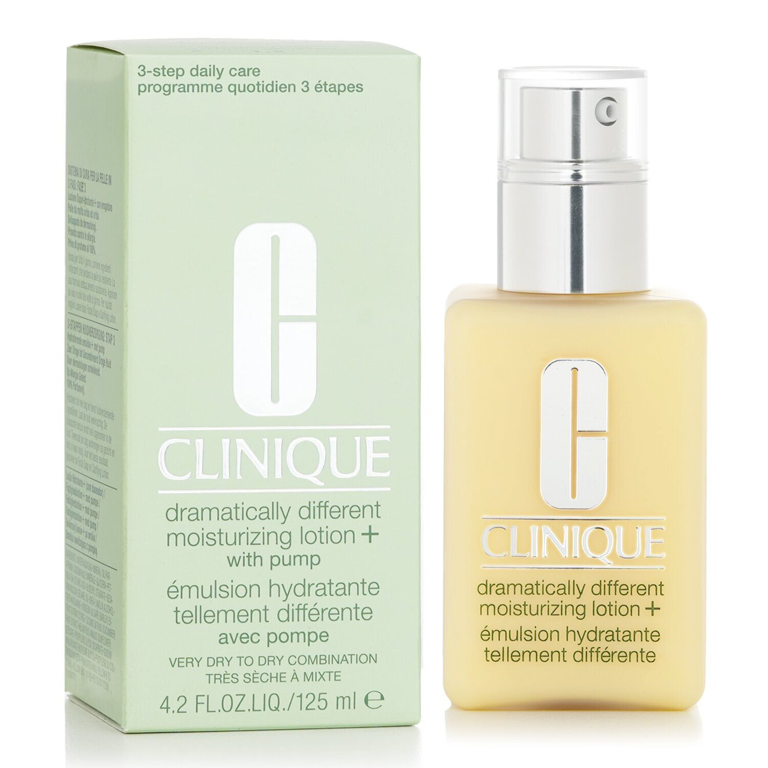 Clinique Dramatically Different Moisturizing Lotion + (Untuk Kulit Kering ke Kulit Kombinasi Kering; Dengan Pam 125ml/4.2oz